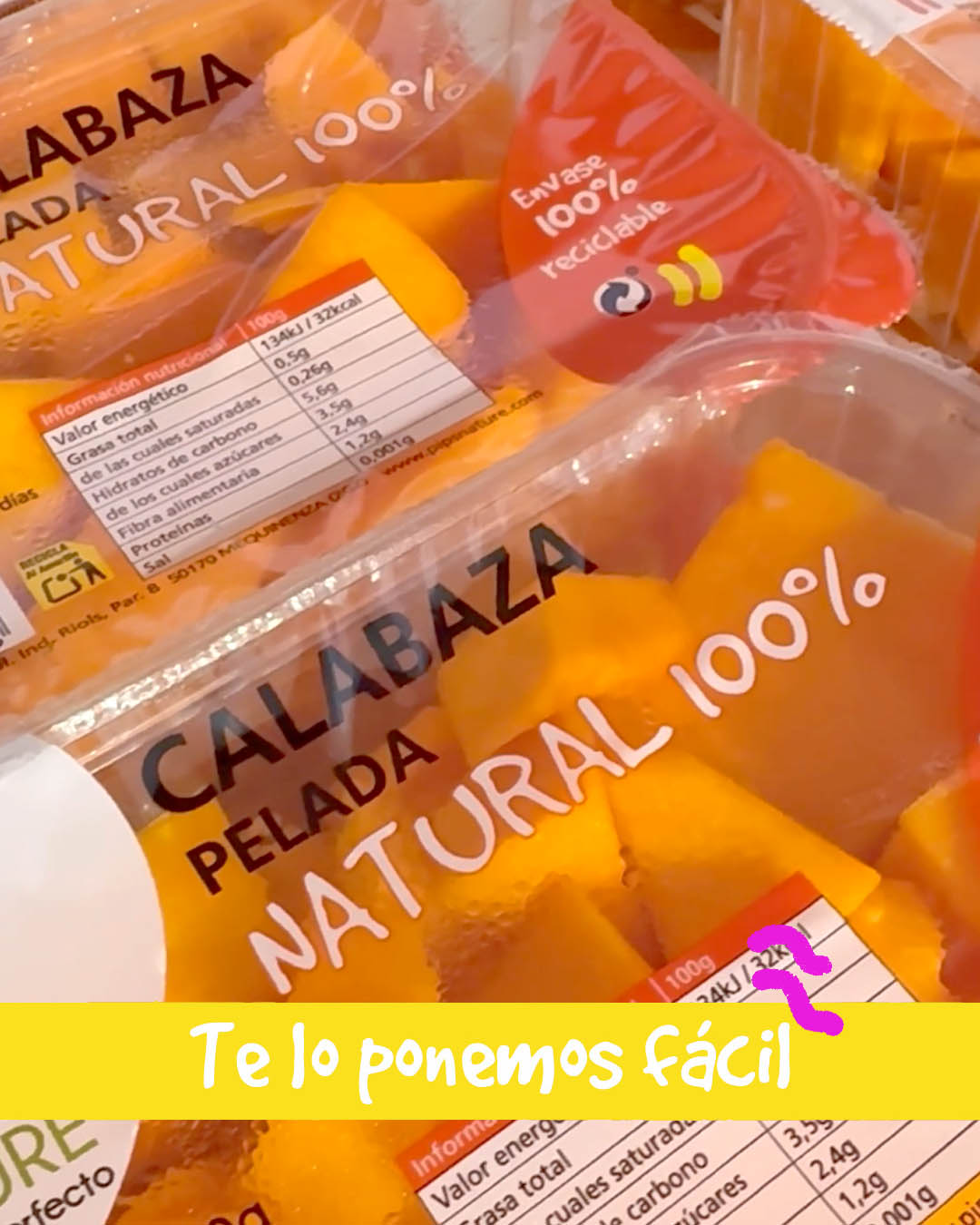 Calabaza a dados lista para cocinar