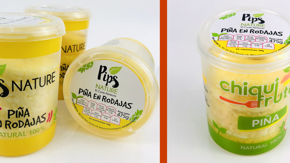 Nuevo envase redondo piña en rodajas 100% natural