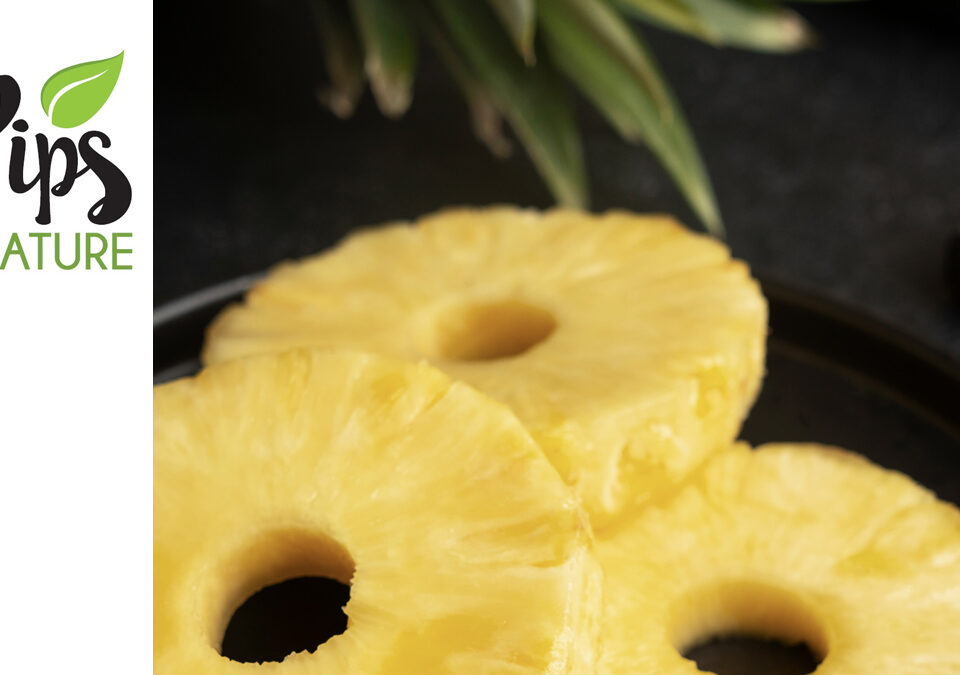 Beneficios de la piña natural para la salud, fruta cortada de Pips Nature